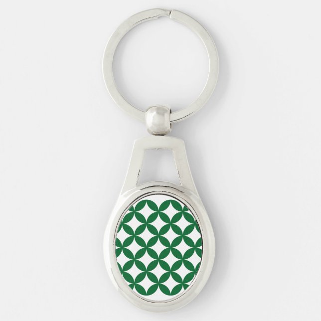 Green Shippo Oval Metal Keychain (Front)