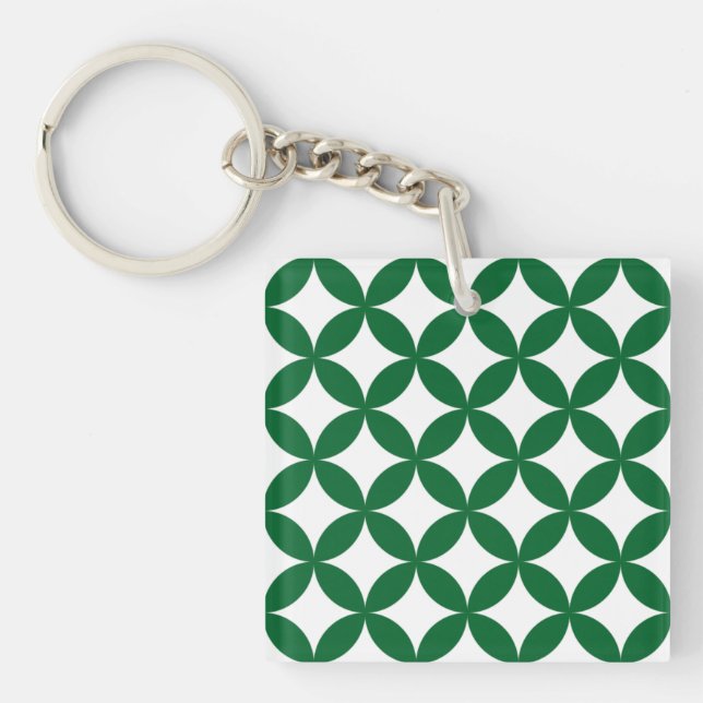 Green Shippo Pattern Square Keychain (Front)