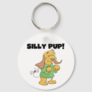 Green Shirt Silly Pup Tshirts and Gifts Keychain