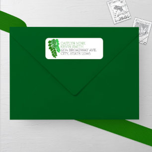 Green Silhouette Leaves Wedding Address Label