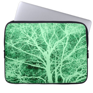Green silhouetted tree laptop sleeve