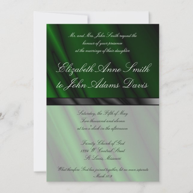 Green Silk 2 Wedding Invitation (Front)