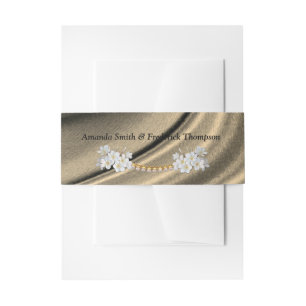 Green Silk  & Ivory Pearls Belly Band Invitation Belly Band