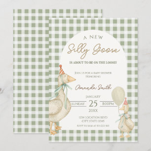 Green Silly Goose Baby shower Invitation