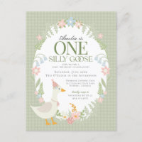 Green Silly Goose Floral Gingham First Birthday