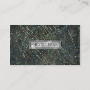 Green & Silver Army Camo Sparkle Elegant Chic Business Card