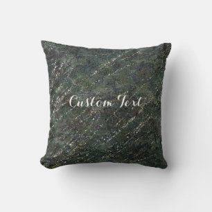 Green & Silver Army Camo Sparkle Elegant Glam Throw Pillow