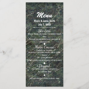 Green & Silver Army Camo Sparkle Glam Party Menu