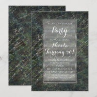Green & Silver Army Camo Sparkle Party Invitations