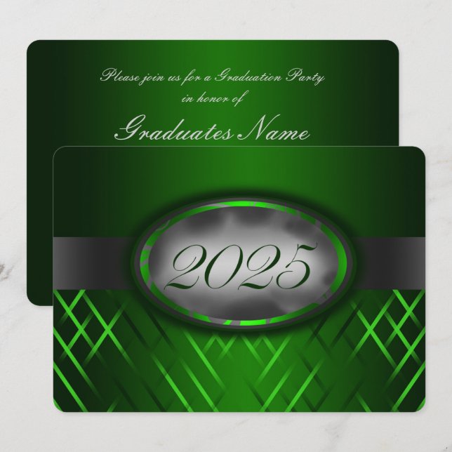 Green & Silver Class of 2025 Party Invitation (Front/Back)