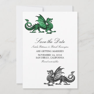 Green Silver Dragon Save the Date Invite