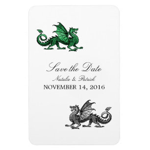 Green Silver Dragon Save the Date Magnet