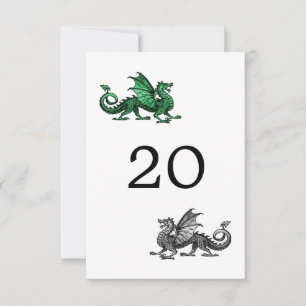 Green Silver Dragon Wedding Table Card