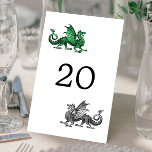 Green Silver Dragon Wedding Table Card<br><div class="desc">Perfect for an elegant fantasy tabletop game themed wedding is this nerdy and unique Dragon Wedding Table Card featuring a vibrantly coloured silver dragon and green dragon. Easy to customize,  simply add the appropriate table number(s) in the text fields provided. Click "Customize It" to find more personalization options.</div>