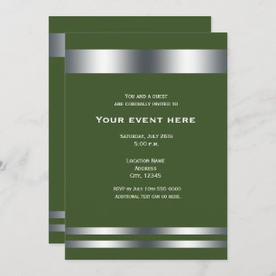 Green & Silver Elegant Dinner Party Event Invitation