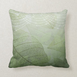 Green Silver Glitter Elegant Romantic Fantasy Throw Pillow