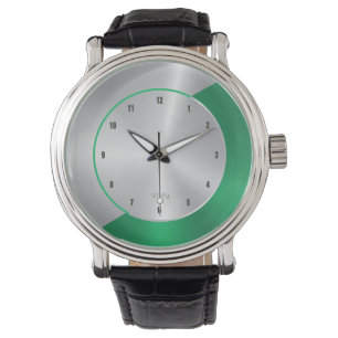 Green & Silver Modern Metallic Geometric design La Watch