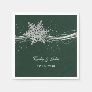 green Silver personalized wedding napkin