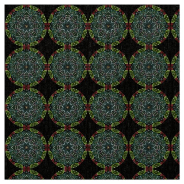 Green Silver Red Christmas Fabric (Swatch)