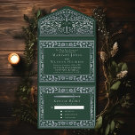 Green Silver Royal Medieval Sword Wedding  All In One Invitation<br><div class="desc">Celebrate your special day with this Royal Medieval Sword Wedding design. The design on the back of the invite is NOT real foil. You can customize this further by clicking on the "PERSONALIZE" button.</div>