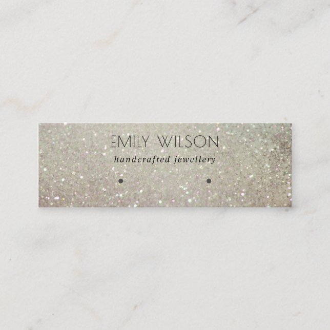 Green Silver Sparkle Glitter Shiny Earring Display Mini Business Card (Front)