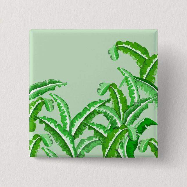 Green silverbeet leaves 2 inch square button (Front)