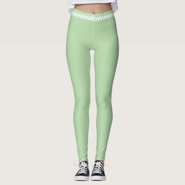 Green simple aesthetic legginns leggings (Front)