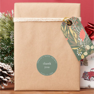Green Simple Baby Shower Thank You Sticker