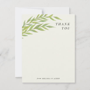 Green Simple Branch Thank You Note Card