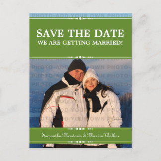 Green Simple Chic Photo Save the Date Postcard