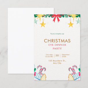 Green Simple Christmas Eve Dinner Party Invitation