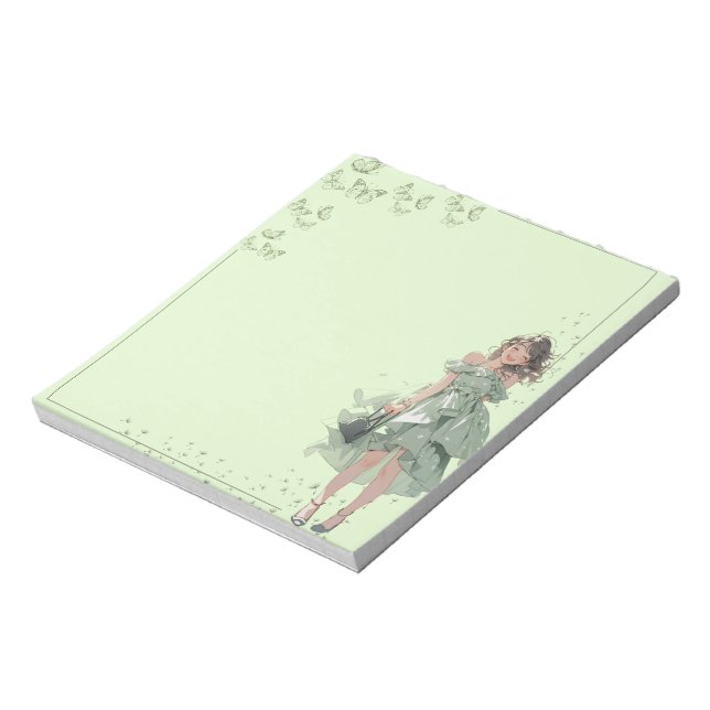 Green Simple Cute Anime Boho Notepad (Rotated)