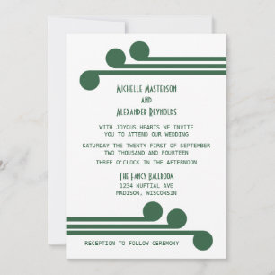 Green Simple Deco Chic Wedding Invite