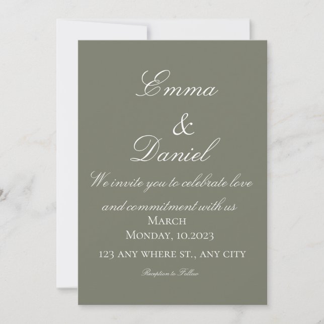 Green Simple Elegant Photo Wedding Invitation (Front)