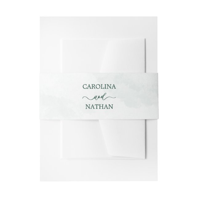Green Simple Elegant Wedding Names Invitation Invitation Belly Band (Front Example)
