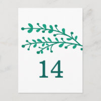 Green Simple Foliage Table Number