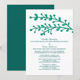 Green Simple Foliage Wedding Invite