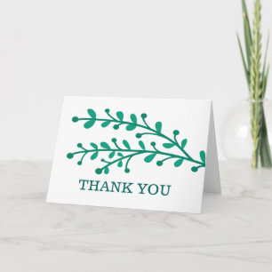 Green Simple Foliage Wedding Thank You Card