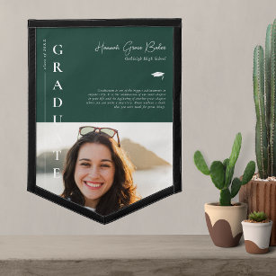 Green   Simple Graduation Photo & Quote Pennant