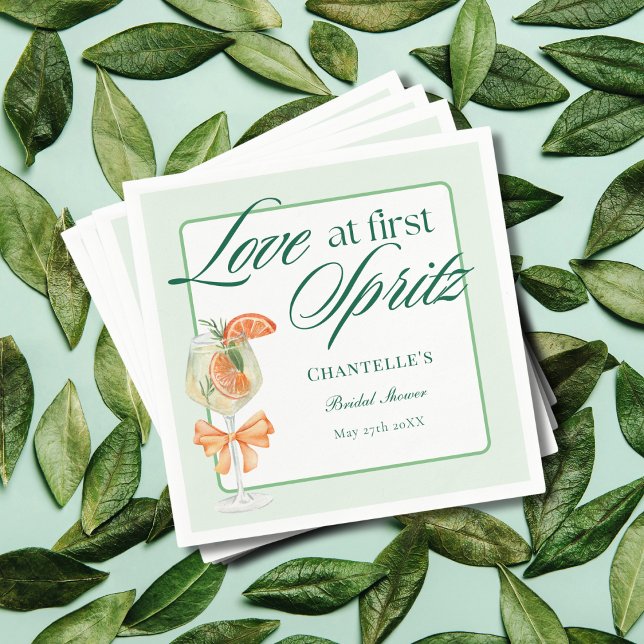 Green Simple Love At First Spritz Bridal Shower  Napkin (Creator Uploaded)
