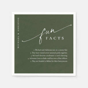 Green Simple Modern Script Fun Facts Wedding Napkin