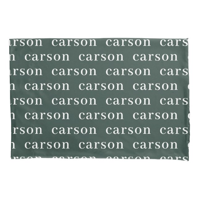 Green Simple Personalized Repeating Name Pillowcase (Front)