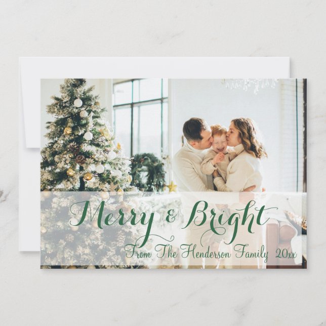 Green Simple Photo  Holiday Card (Front)