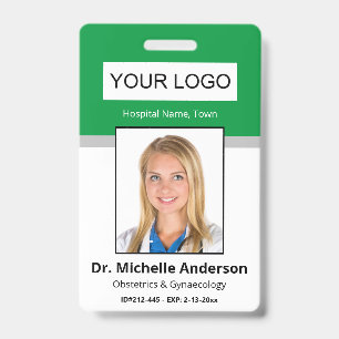 Green Simple Professional Employee Custom Photo Badge