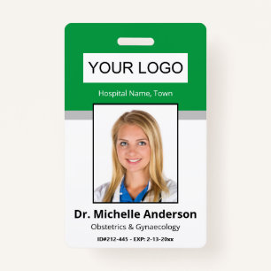 Green Simple Professional Employee Custom Photo Badge