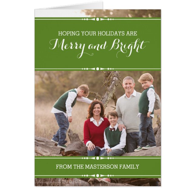Green Simply Chic Holiday Photo Card (Front)