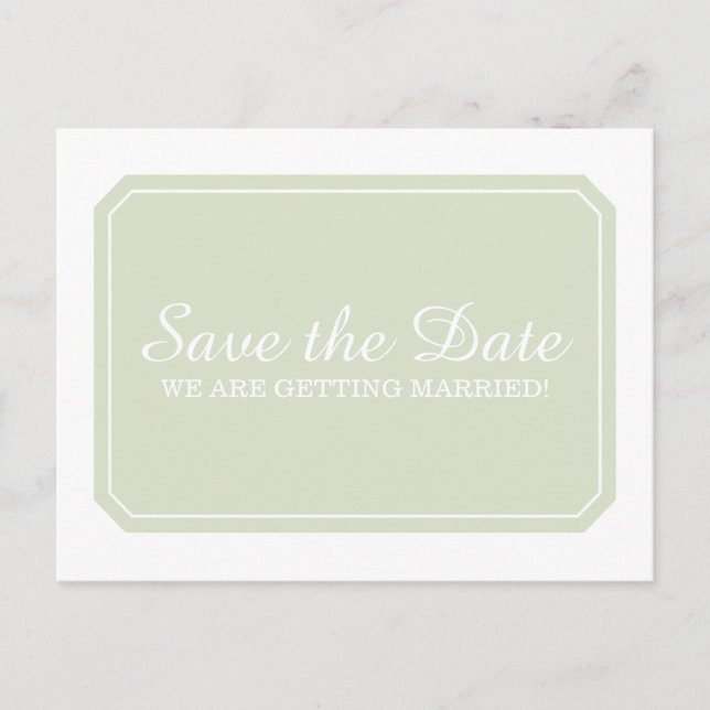 Green Simply Elegant Save the Date Postcard (Front)
