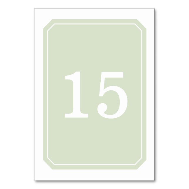 Green Simply Elegant Table Card (Front)