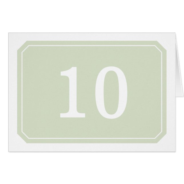 Green Simply Elegant Table Number Card (Front Horizontal)