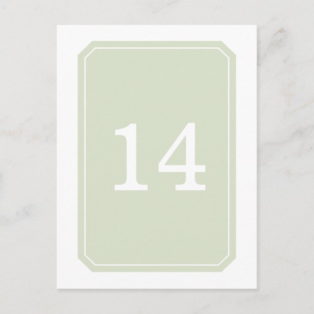 Green Simply Elegant Table Number Postcard (Front)